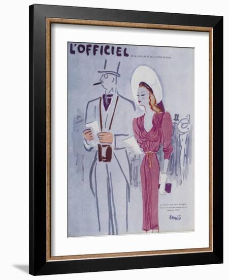 L'Officiel, June 1946 - Robe de L. Mendel-Benito-Framed Art Print