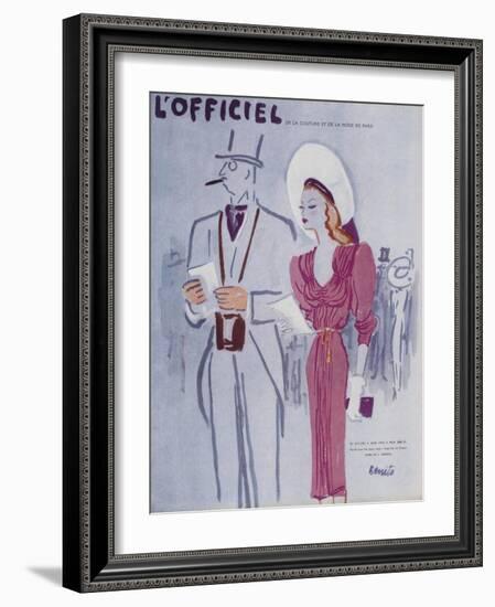 L'Officiel, June 1946 - Robe de L. Mendel-Benito-Framed Art Print