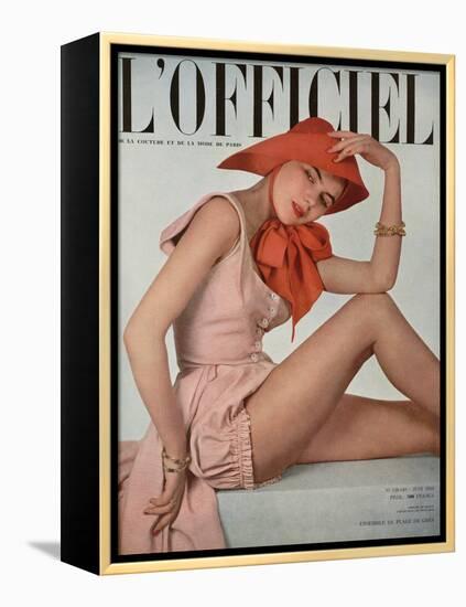 L'Officiel, June 1950 - Ensemble de Plage de Grès-Philippe Pottier-Framed Stretched Canvas