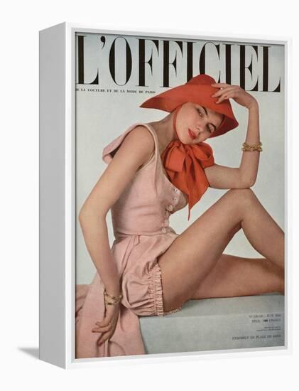 L'Officiel, June 1950 - Ensemble de Plage de Grès-Philippe Pottier-Framed Stretched Canvas