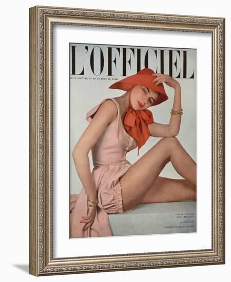 L'Officiel, June 1950 - Ensemble de Plage de Grès-Philippe Pottier-Framed Art Print