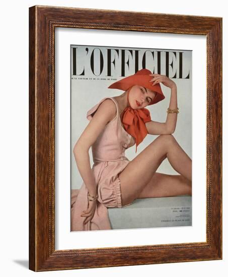 L'Officiel, June 1950 - Ensemble de Plage de Grès-Philippe Pottier-Framed Art Print