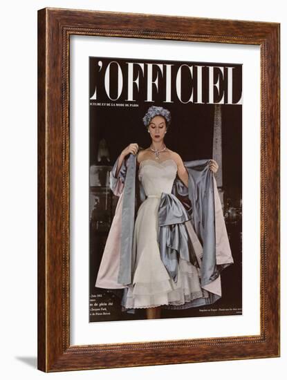 L'Officiel, June 1951 - Ensemble de Jacques Fath-Philippe Pottier-Framed Art Print