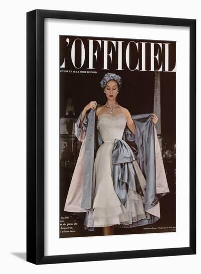 L'Officiel, June 1951 - Ensemble de Jacques Fath-Philippe Pottier-Framed Art Print