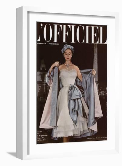 L'Officiel, June 1951 - Ensemble de Jacques Fath-Philippe Pottier-Framed Art Print