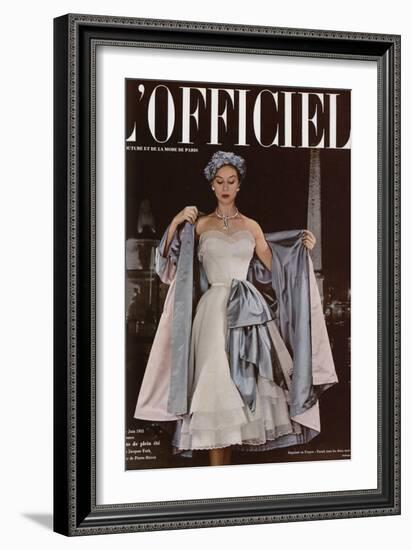 L'Officiel, June 1951 - Ensemble de Jacques Fath-Philippe Pottier-Framed Art Print