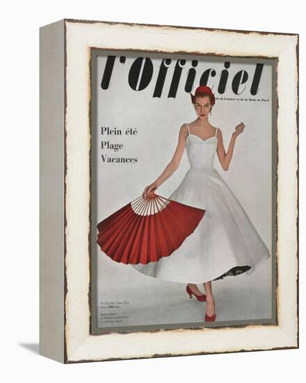 L'Officiel, June 1953 - Robe À Danser de Hubert de Givenchy en Shirting Empesé-Philippe Pottier-Framed Stretched Canvas