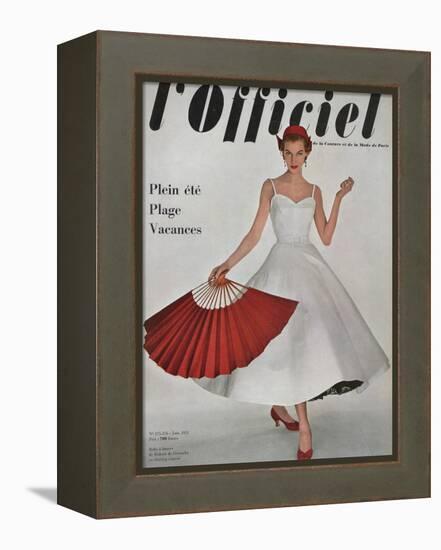 L'Officiel, June 1953 - Robe À Danser de Hubert de Givenchy en Shirting Empesé-Philippe Pottier-Framed Stretched Canvas