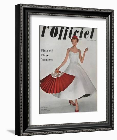 L'Officiel, June 1953 - Robe À Danser de Hubert de Givenchy en Shirting Empesé-Philippe Pottier-Framed Premium Giclee Print