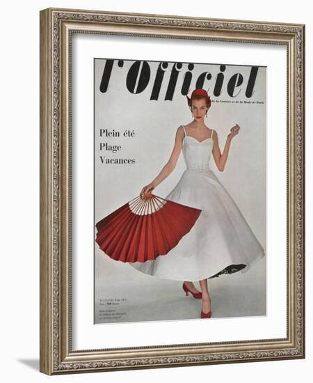 L'Officiel, June 1953 - Robe À Danser de Hubert de Givenchy en Shirting Empesé-Philippe Pottier-Framed Art Print