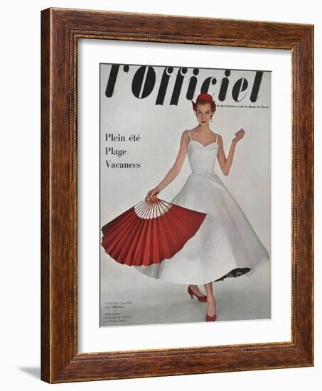 L'Officiel, June 1953 - Robe À Danser de Hubert de Givenchy en Shirting Empesé-Philippe Pottier-Framed Art Print