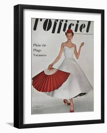 L'Officiel, June 1953 - Robe À Danser de Hubert de Givenchy en Shirting Empesé-Philippe Pottier-Framed Art Print