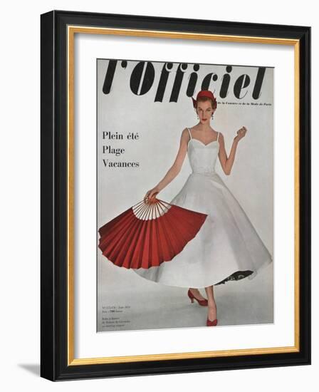 L'Officiel, June 1953 - Robe À Danser de Hubert de Givenchy en Shirting Empesé-Philippe Pottier-Framed Art Print