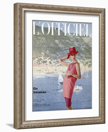 L'Officiel, June 1963 - Ensemble de Plage de Pierre Cardin en Toile Malouine de Ducharne-Arsac & Manoug-Framed Art Print