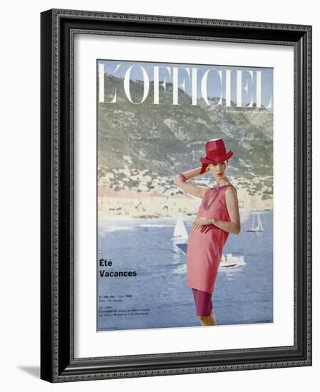 L'Officiel, June 1963 - Ensemble de Plage de Pierre Cardin en Toile Malouine de Ducharne-Arsac & Manoug-Framed Art Print