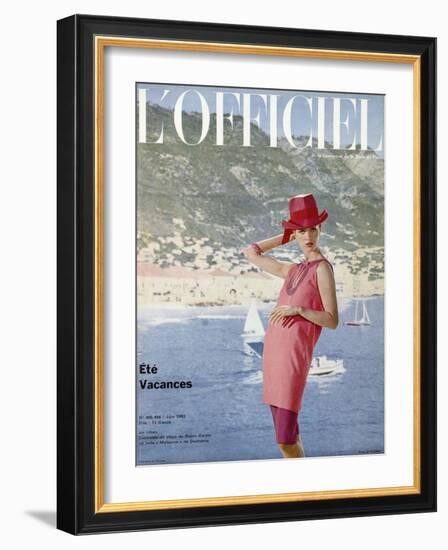 L'Officiel, June 1963 - Ensemble de Plage de Pierre Cardin en Toile Malouine de Ducharne-Arsac & Manoug-Framed Art Print