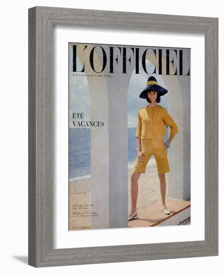 L'Officiel, June 1964 - Ensemble de Pierre Cardin en Toile Fibranne de Staron-Philippe Pottier-Framed Art Print