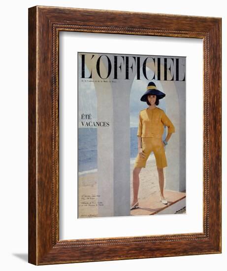 L'Officiel, June 1964 - Ensemble de Pierre Cardin en Toile Fibranne de Staron-Philippe Pottier-Framed Art Print