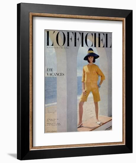 L'Officiel, June 1964 - Ensemble de Pierre Cardin en Toile Fibranne de Staron-Philippe Pottier-Framed Art Print