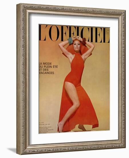 L'Officiel, June 1967 - Ensemble de Plage de Grès-Guégan-Framed Art Print