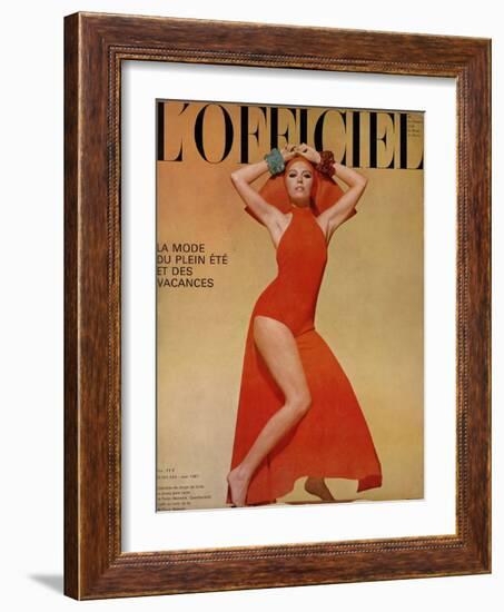 L'Officiel, June 1967 - Ensemble de Plage de Grès-Guégan-Framed Art Print