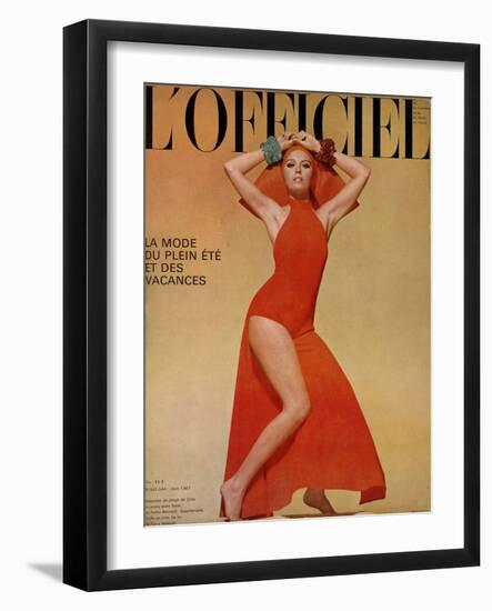 L'Officiel, June 1967 - Ensemble de Plage de Grès-Guégan-Framed Art Print