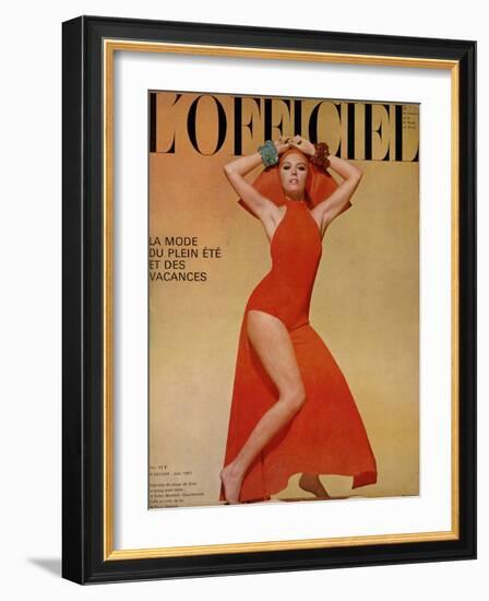 L'Officiel, June 1967 - Ensemble de Plage de Grès-Guégan-Framed Art Print