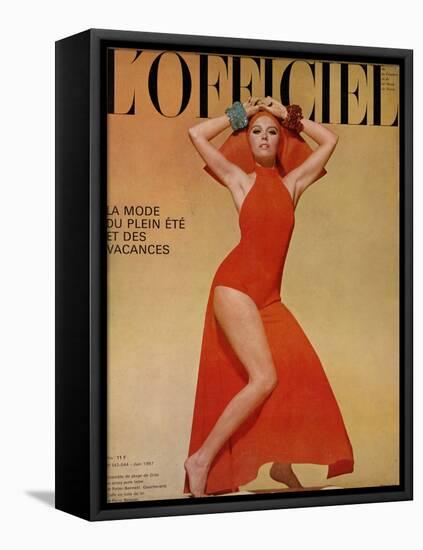 L'Officiel, June 1967 - Ensemble de Plage de Grès-Guégan-Framed Stretched Canvas