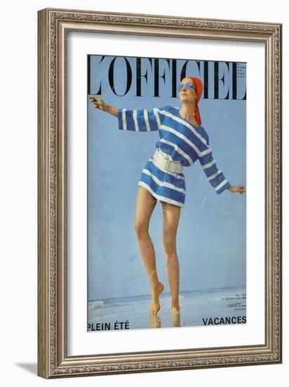 L'Officiel, June 1968 - Ensemble de Plage de Givenchy-Patrick Bertrand-Framed Art Print