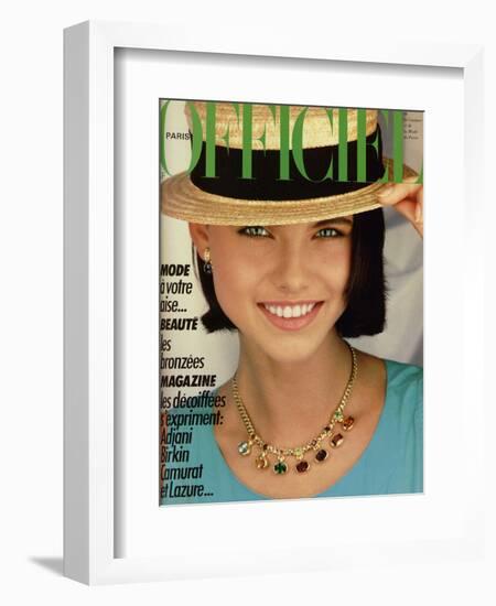 L'Officiel, June 1983 - Chanel Boutique, Blouse en Coton Turquoise-Xavier Alvarez-Framed Premium Giclee Print