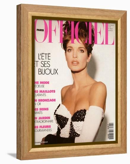 L'Officiel, June 1991 - Stéphanie Seymour, un Soutien-Gorge-Bijou Très Éton-Jean-Daniel Lorieux-Framed Stretched Canvas