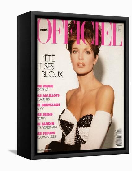 L'Officiel, June 1991 - Stéphanie Seymour, un Soutien-Gorge-Bijou Très Éton-Jean-Daniel Lorieux-Framed Stretched Canvas