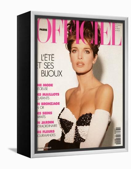 L'Officiel, June 1991 - Stéphanie Seymour, un Soutien-Gorge-Bijou Très Éton-Jean-Daniel Lorieux-Framed Stretched Canvas