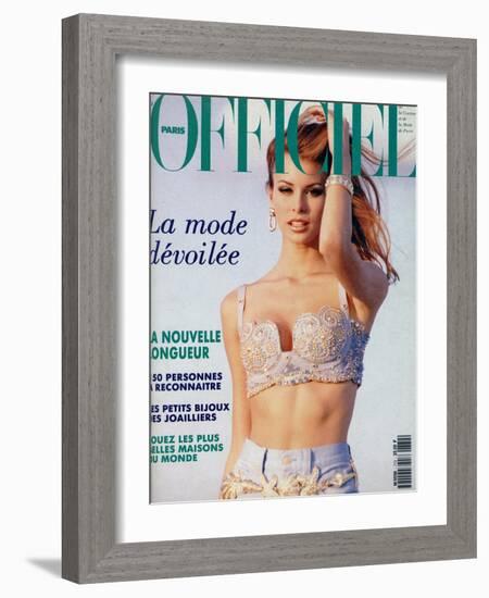 L'Officiel, June 1992 - Niki Taylor, Top Star, en Gianni Versace-Jonathan Lennard-Framed Art Print