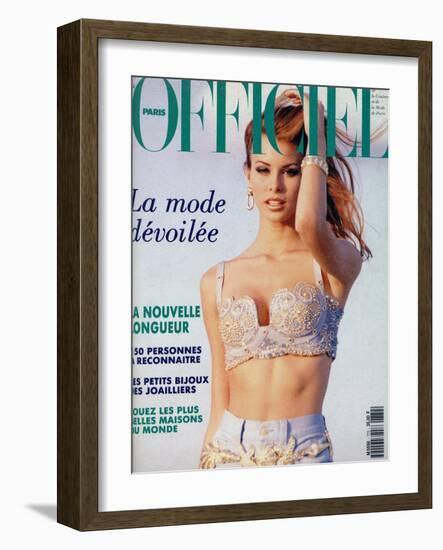 L'Officiel, June 1992 - Niki Taylor, Top Star, en Gianni Versace-Jonathan Lennard-Framed Art Print