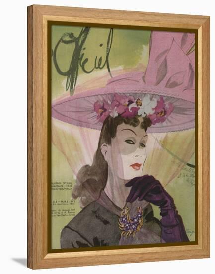 L'Officiel, March 1943 - Chapeau de Jacques Path, Paille de G.R. Pierron-Lbenigni-Framed Stretched Canvas