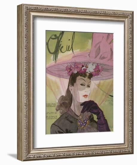 L'Officiel, March 1943 - Chapeau de Jacques Path, Paille de G.R. Pierron-Lbenigni-Framed Premium Giclee Print