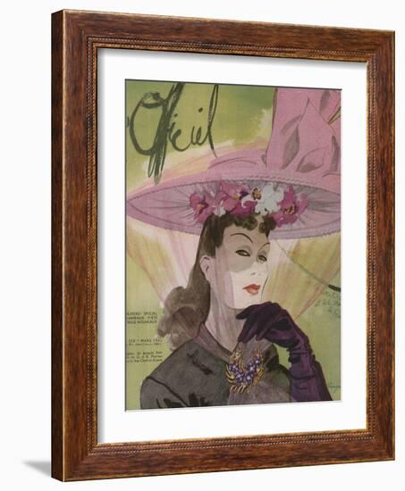 L'Officiel, March 1943 - Chapeau de Jacques Path, Paille de G.R. Pierron-Lbenigni-Framed Art Print