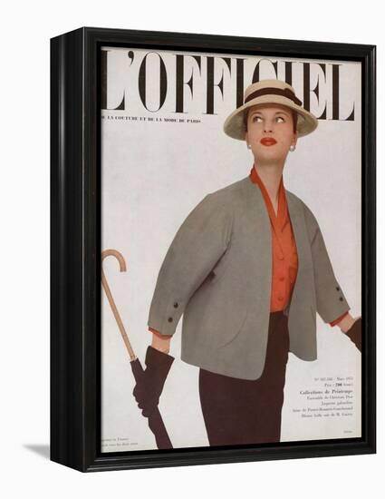 L'Officiel, March 1951 - Ensemble de Christian Dior-Philippe Pottier-Framed Stretched Canvas