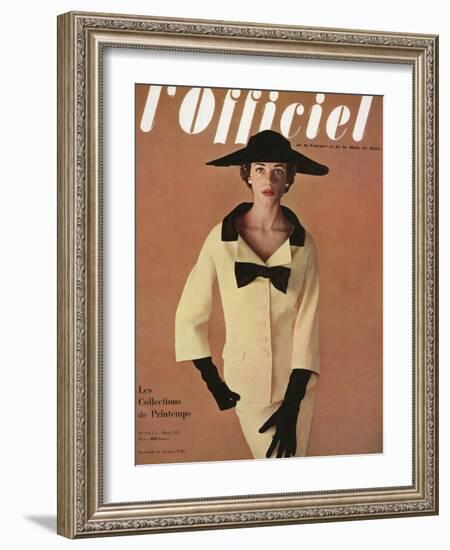 L'Officiel, March 1953 - Ensemble de Jacques Fath-Philippe Pottier-Framed Art Print