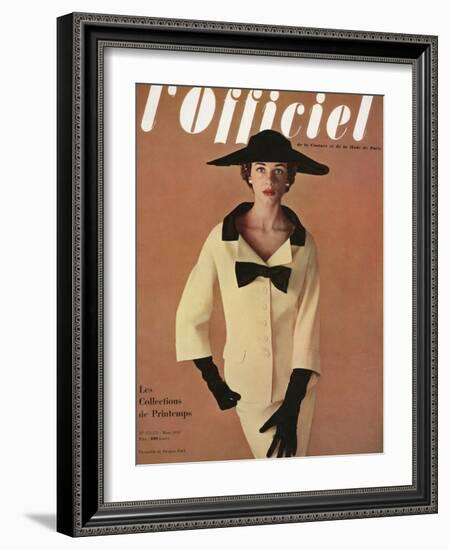 L'Officiel, March 1953 - Ensemble de Jacques Fath-Philippe Pottier-Framed Art Print