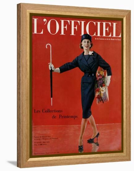 L'Officiel, March 1959 - Tailleur de Christian Dior en Lainage Matignon de Dormeuil-Arsac-Framed Stretched Canvas