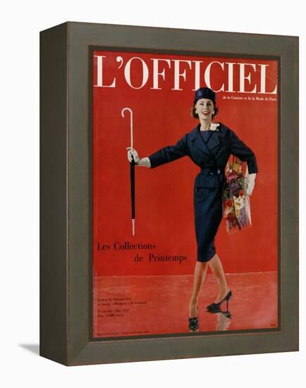 L'Officiel, March 1959 - Tailleur de Christian Dior en Lainage Matignon de Dormeuil-Arsac-Framed Stretched Canvas