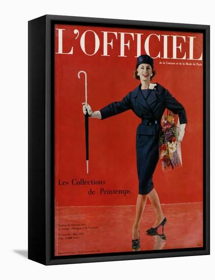 L'Officiel, March 1959 - Tailleur de Christian Dior en Lainage Matignon de Dormeuil-Arsac-Framed Stretched Canvas