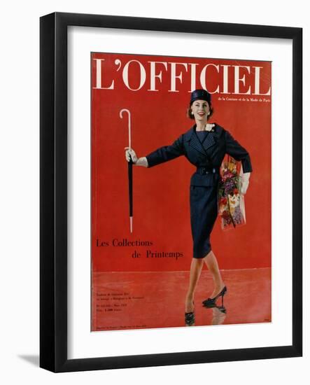 L'Officiel, March 1959 - Tailleur de Christian Dior en Lainage Matignon de Dormeuil-Arsac-Framed Art Print