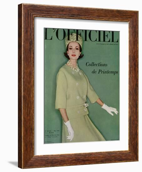 L'Officiel, March 1961 - Tailleur de Christian Dior en Tilfiz de Lesur-Roland de Vassal-Framed Art Print