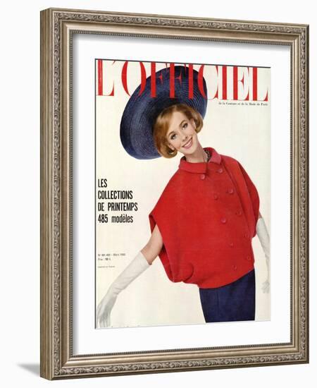 L'Officiel, March 1963 - Ensemble de Christian Dior-Philippe Pottier-Framed Art Print