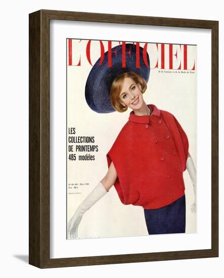 L'Officiel, March 1963 - Ensemble de Christian Dior-Philippe Pottier-Framed Art Print