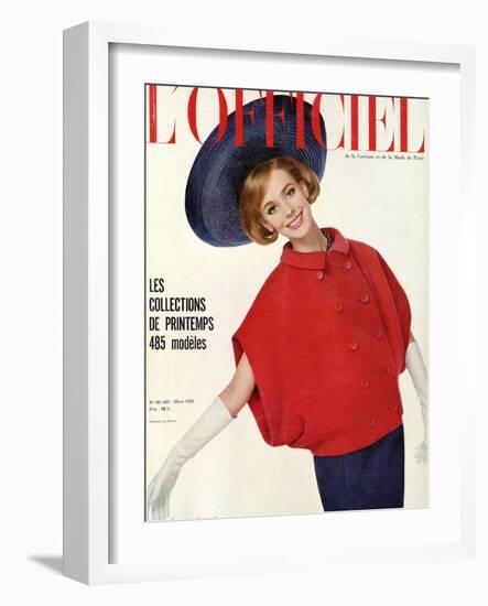 L'Officiel, March 1963 - Ensemble de Christian Dior-Philippe Pottier-Framed Art Print