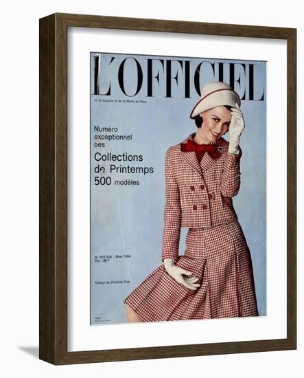 L'Officiel, March 1964 - Tailleur de Christian Dior-Guégan-Framed Art Print